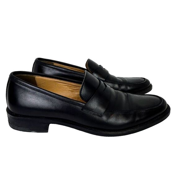 Johnston & Murphy Holden Penny Loafers Black Leather Shoes Made in Italy Men 8.5